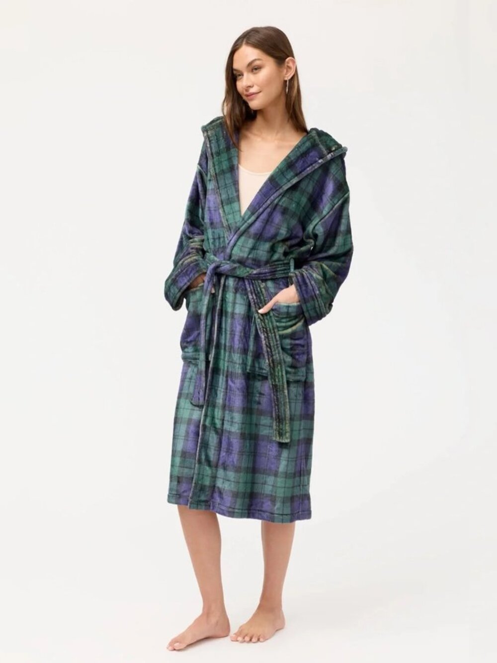 NWT Johnny Was Biya JWLA 3J Workshop Sherpa Long Robe Cozy Mingo Plaid S/M